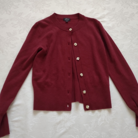 J. Crew Sweaters - J Crew 100% cashmere cardigan burgundy